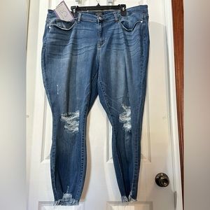 NWOT JUDY BLUE - DiSTRESSED SKINNY JEANS - SIZE 24W